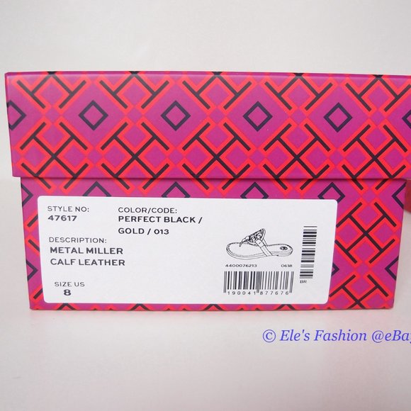 NIB Tory Burch Metal Miller Leather Thong Sandal BLACK 7 7.5 8 8.5 9 9.5 AUTHNT - Picture 5 of 16